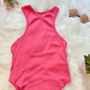 We the Free Hot Pink Tank Top Raw Hem